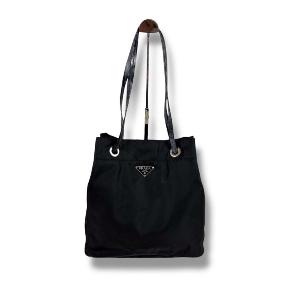Prada Triangle Logo Drawstring Tote Shoulder Bag … - image 1